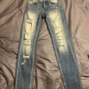 Kancan Signature mid rise Blue Distressed Skinny Jeans